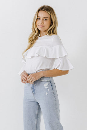 ENDLESS ROSE - Ruffle Sleeve T-Shirt - TOPS available at Objectrare