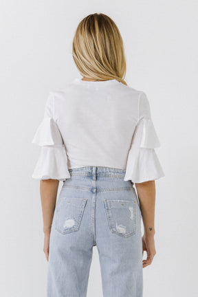 ENDLESS ROSE - Ruffle Sleeve T-Shirt - TOPS available at Objectrare