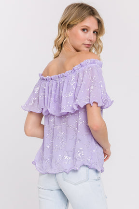 ENDLESS ROSE - Endless Rose - Tiered Sequin Chiffon Top - TOPS available at Objectrare