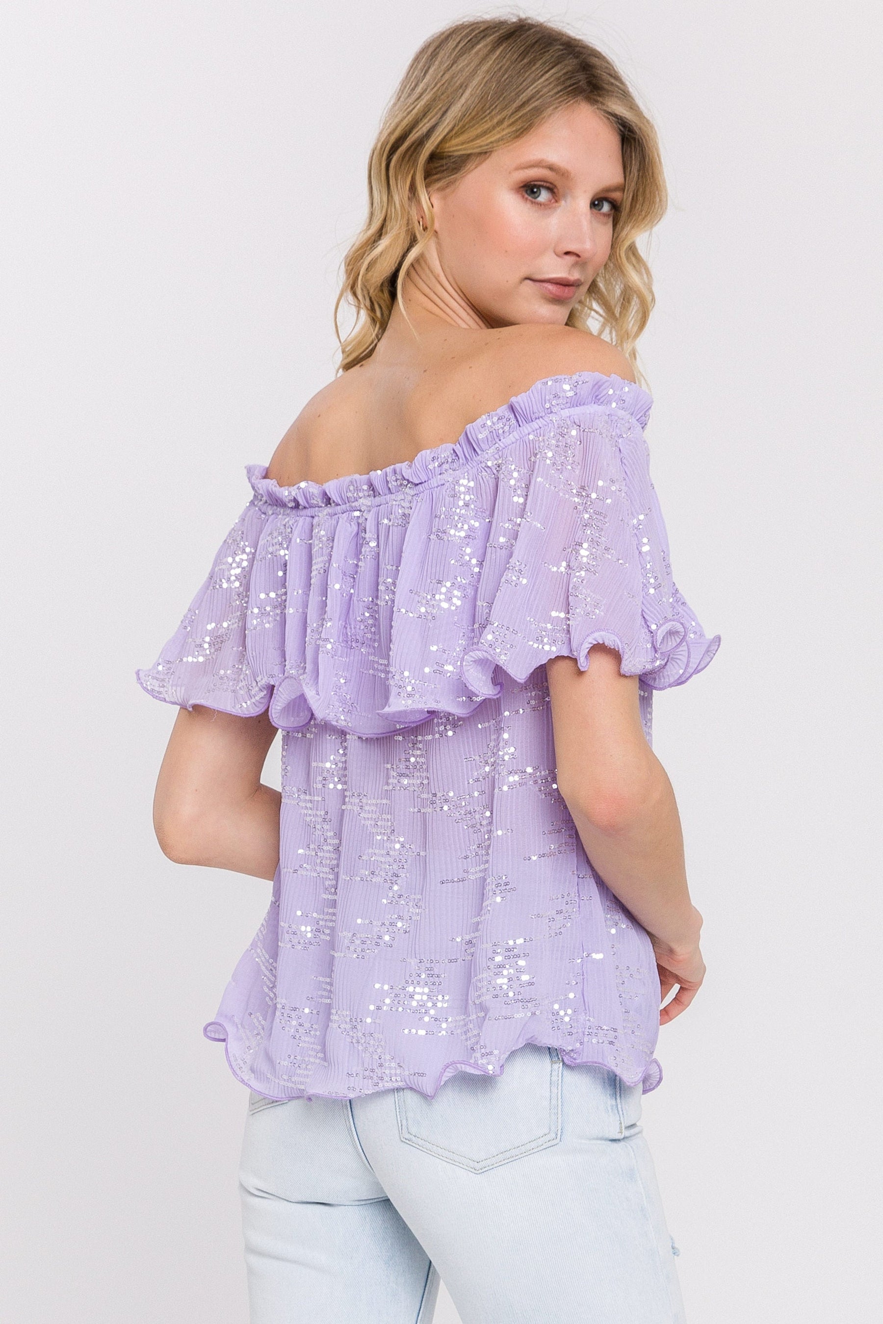 ENDLESS ROSE - Tiered Sequin Chiffon Top - TOPS available at Objectrare