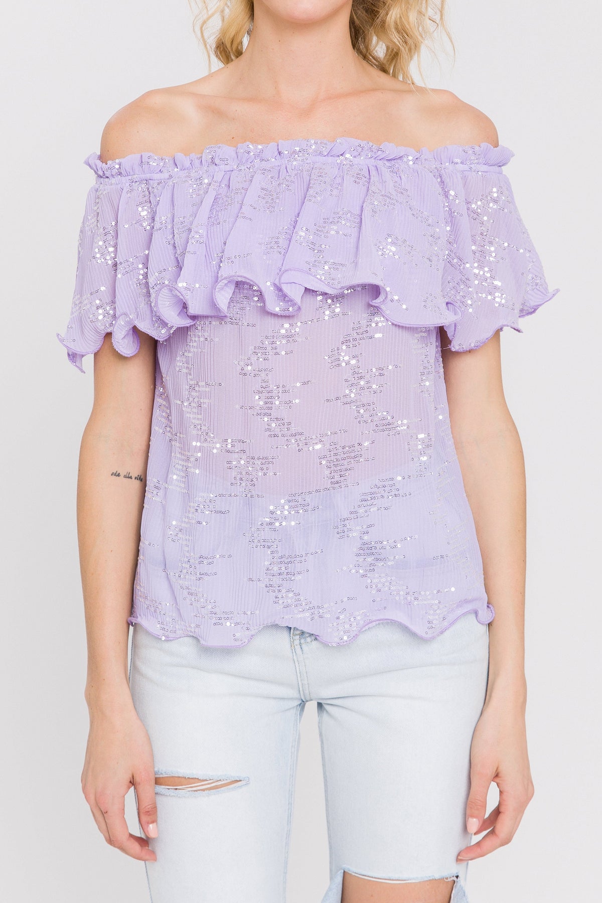 ENDLESS ROSE - Tiered Sequin Chiffon Top - TOPS available at Objectrare