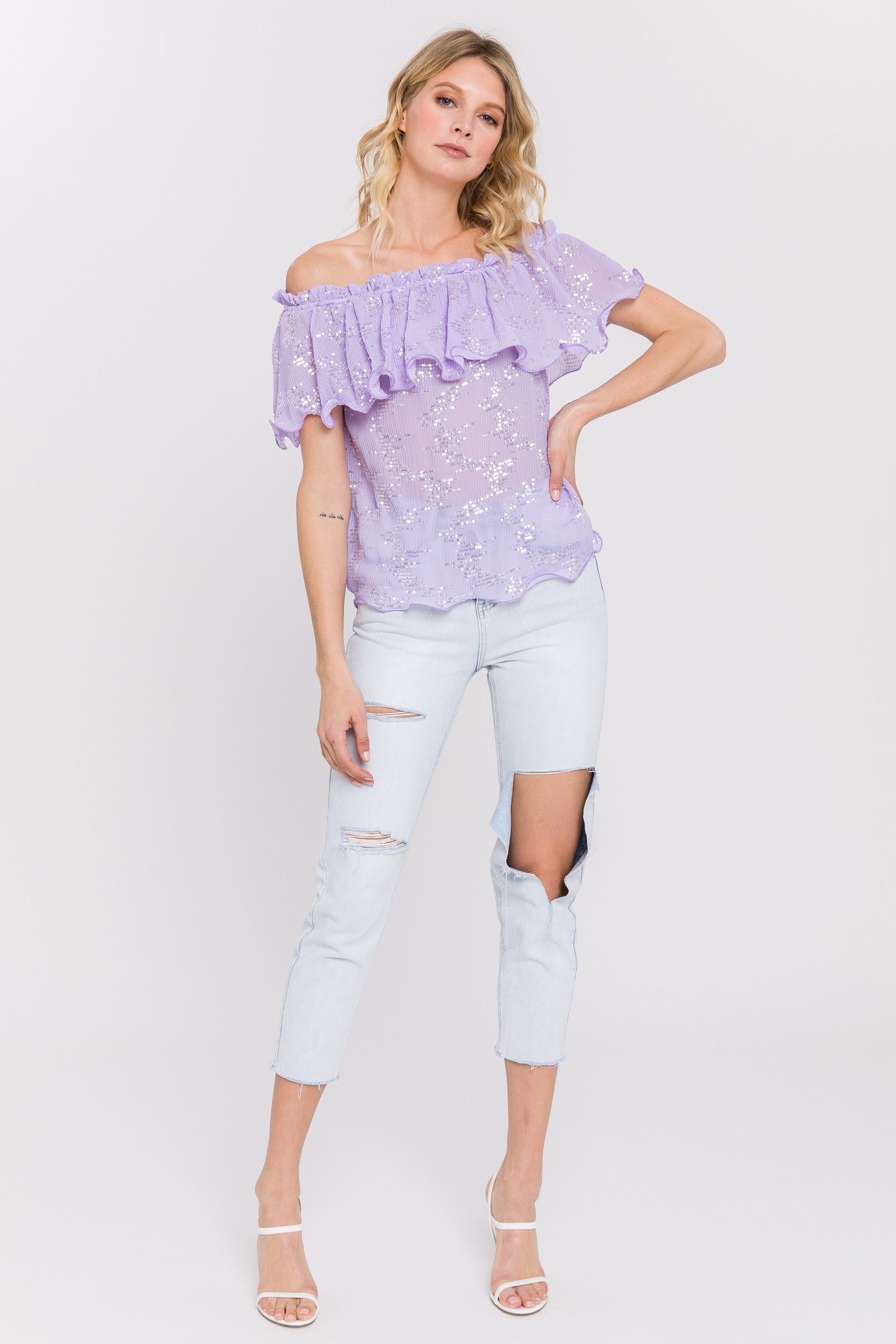 ENDLESS ROSE - Endless Rose - Tiered Sequin Chiffon Top - TOPS available at Objectrare