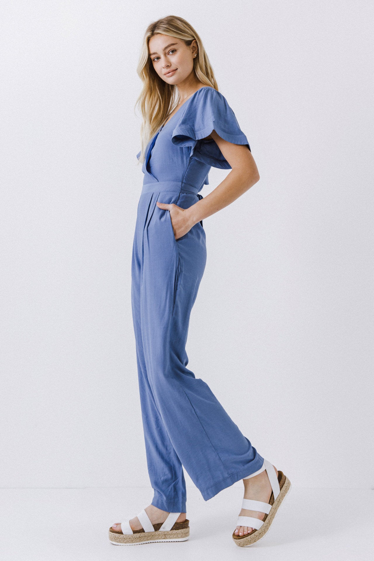 ENDLESS ROSE - Flounce Sleeve Jumpsuit - JUMPSUITS available at Objectrare