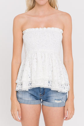 ENDLESS ROSE - Strapless Tube Lace top - TOPS available at Objectrare