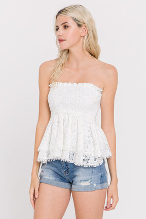ENDLESS ROSE - Strapless Tube Lace top - TOPS available at Objectrare
