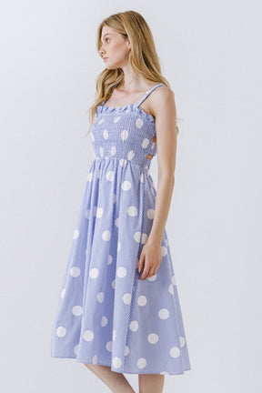 ENGLISH FACTORY - Polka Dot Smocked Flare Dress - DRESSES available at Objectrare