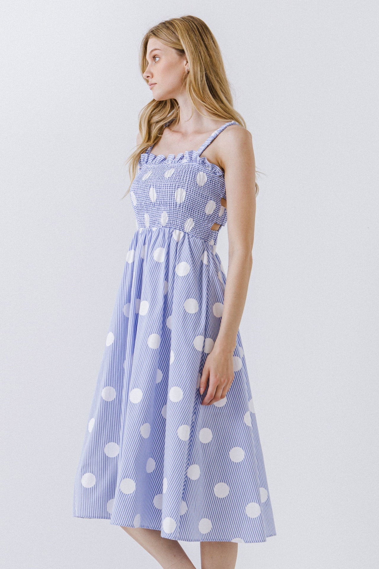 ENGLISH FACTORY - English Factory - Polka Dot Smocked Flare Dress - DRESSES available at Objectrare