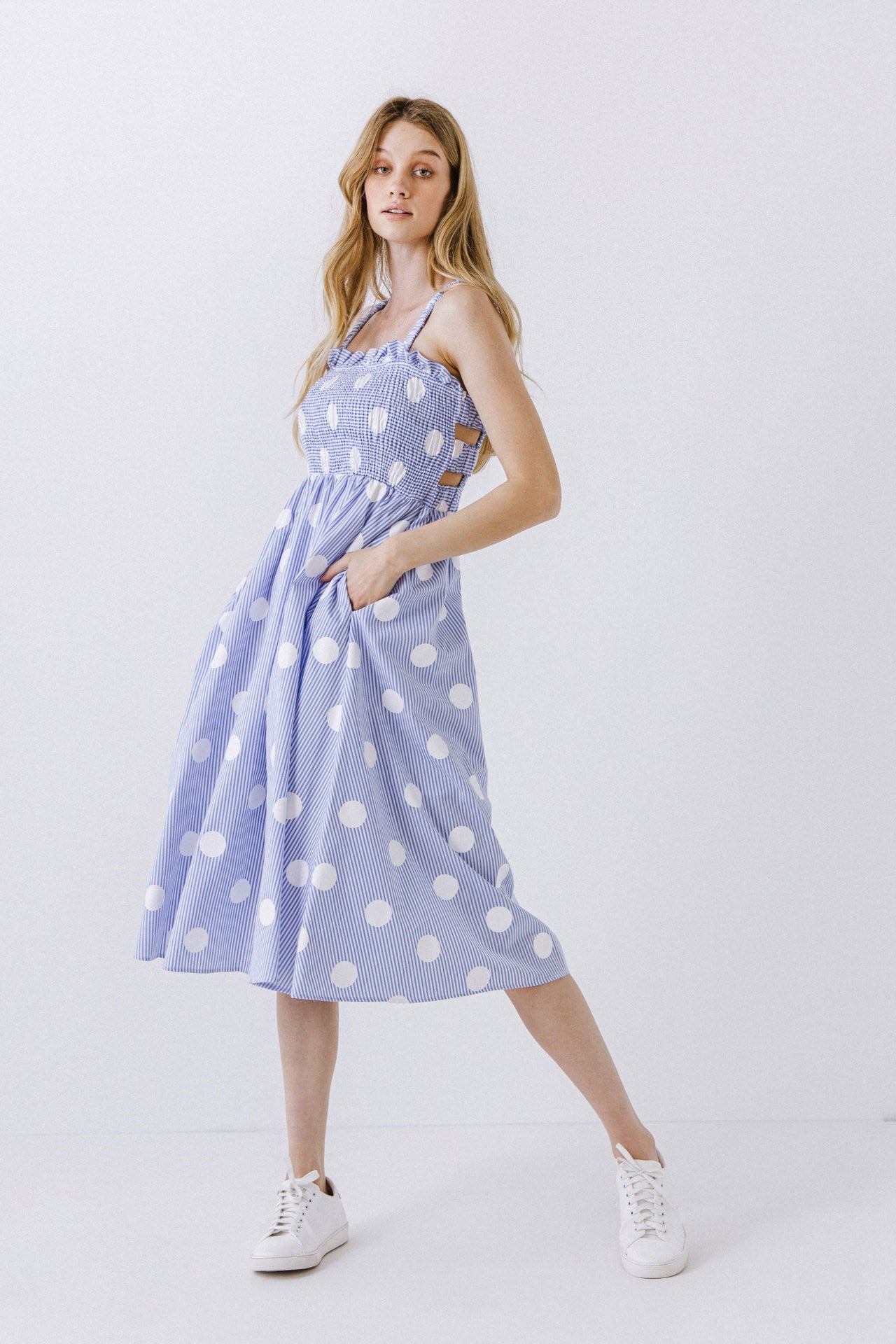 ENGLISH FACTORY - English Factory - Polka Dot Smocked Flare Dress - DRESSES available at Objectrare