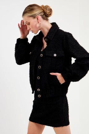 ENDLESS ROSE - Double Pocket Tweed Jacket - JACKETS available at Objectrare