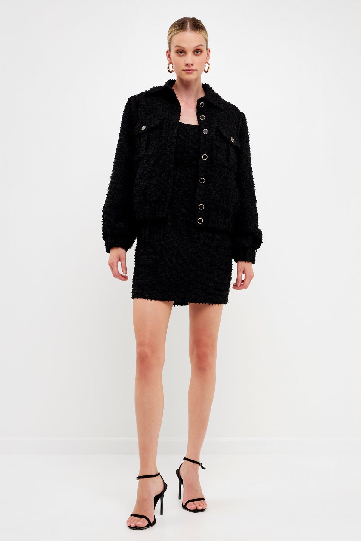 ENDLESS ROSE - Double Pocket Tweed Jacket - JACKETS available at Objectrare