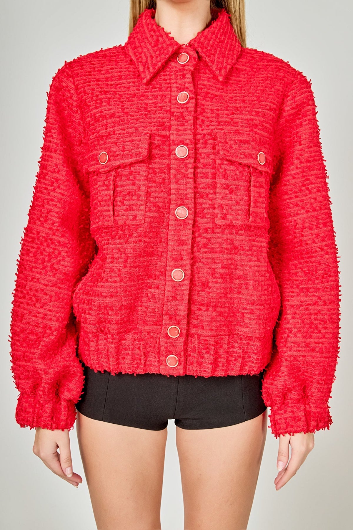 ENDLESS ROSE - Double Pocket Tweed Jacket - JACKETS available at Objectrare