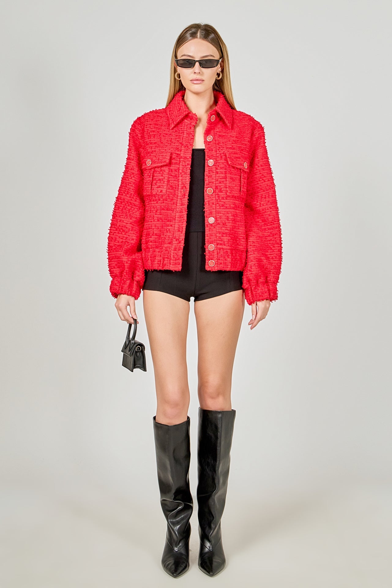 ENDLESS ROSE - Double Pocket Tweed Jacket - JACKETS available at Objectrare