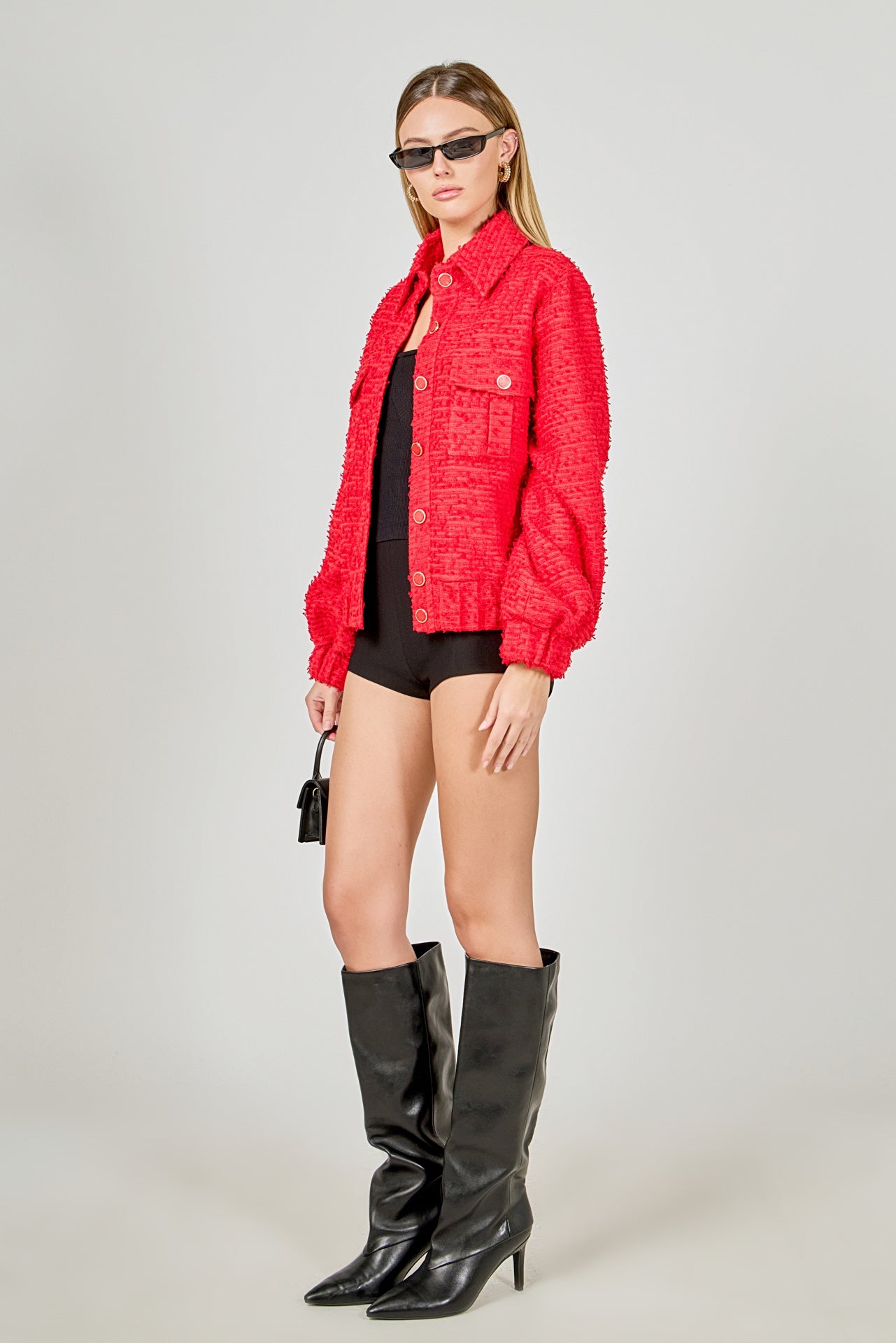 ENDLESS ROSE - Double Pocket Tweed Jacket - JACKETS available at Objectrare