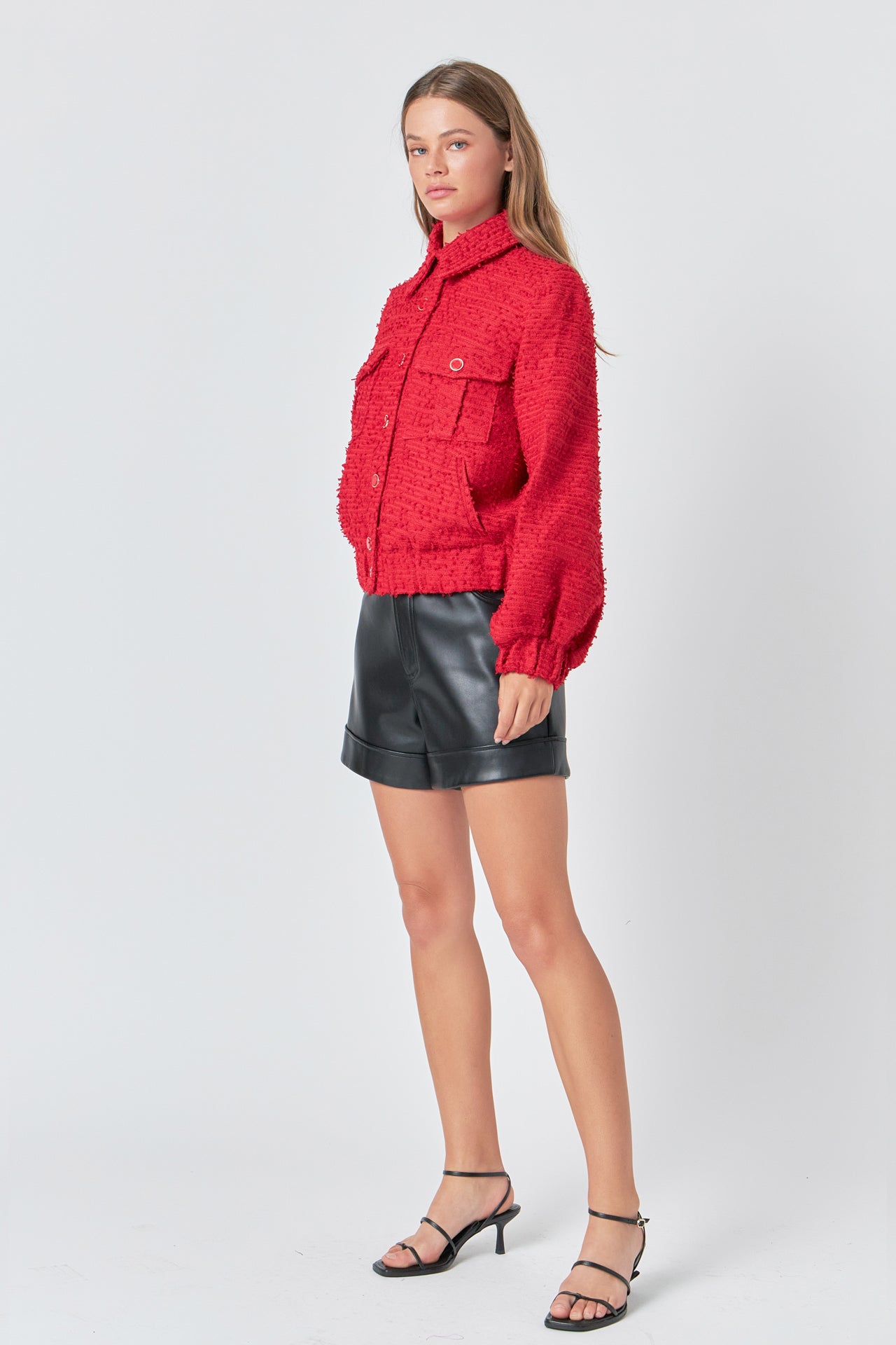 ENDLESS ROSE - Double Pocket Tweed Jacket - JACKETS available at Objectrare