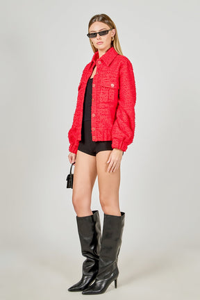 ENDLESS ROSE - Double Pocket Tweed Jacket - JACKETS available at Objectrare