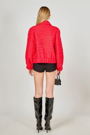 ENDLESS ROSE - Double Pocket Tweed Jacket - JACKETS available at Objectrare