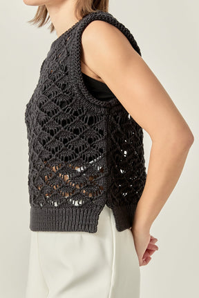 ENGLISH FACTORY - Crochet Vest Top - TOPS available at Objectrare
