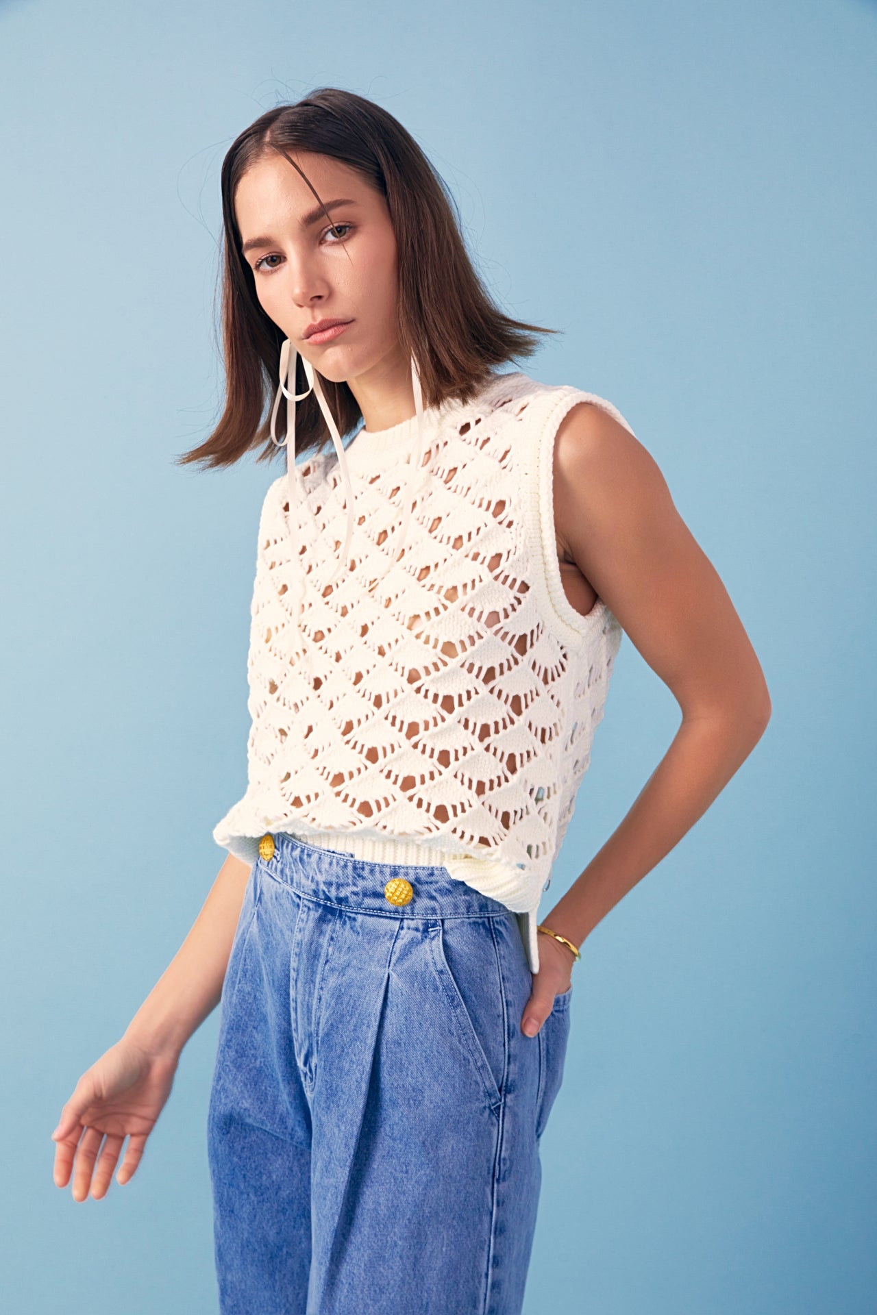 ENGLISH FACTORY - Crochet Vest Top - TOPS available at Objectrare