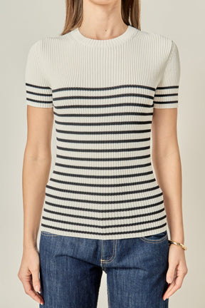 ENGLISH FACTORY - Stripe Fitted Knit Top - TOPS available at Objectrare
