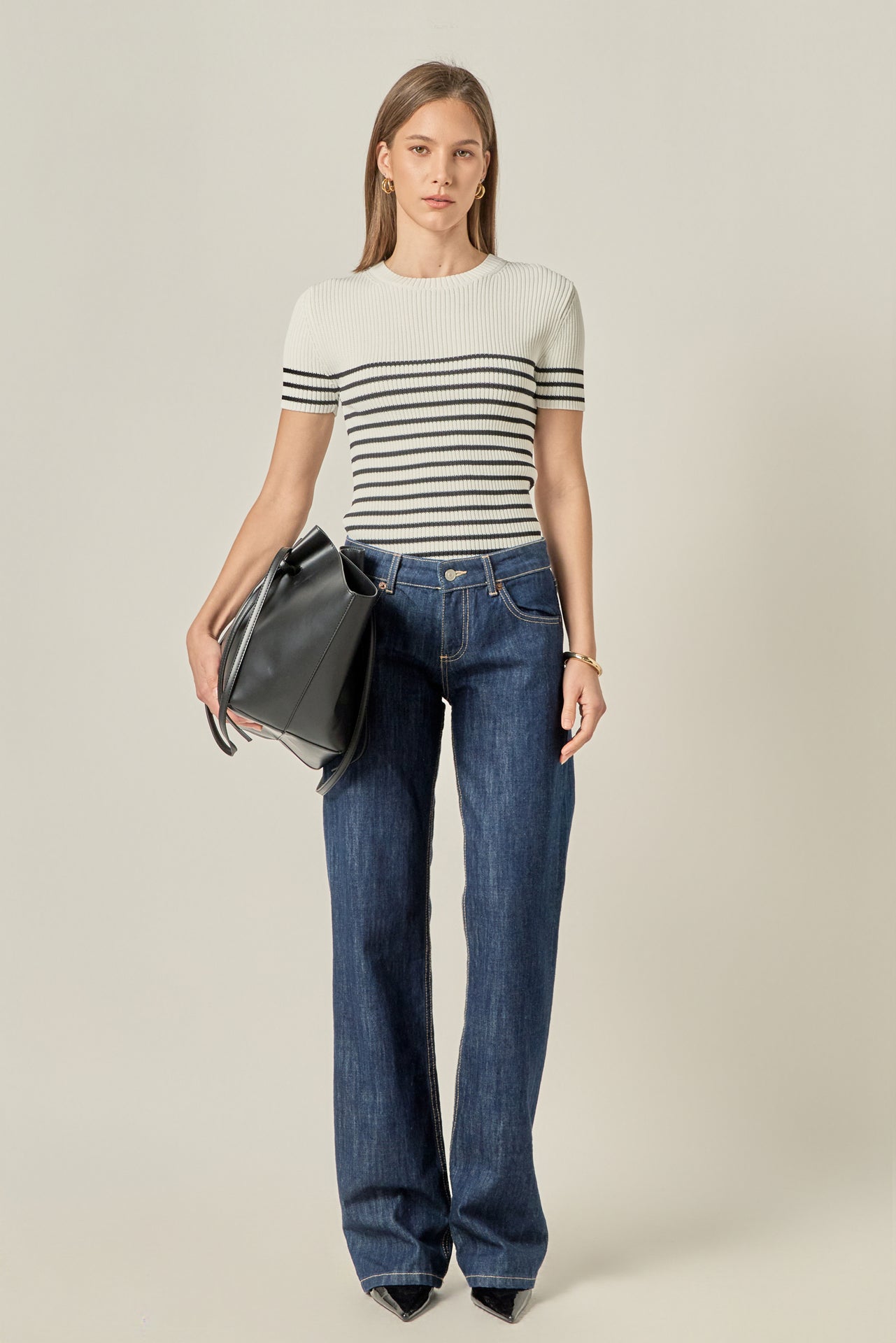 ENGLISH FACTORY - Stripe Fitted Knit Top - TOPS available at Objectrare