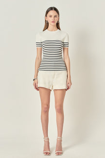 ENGLISH FACTORY - Stripe Fitted Knit Top - TOPS available at Objectrare