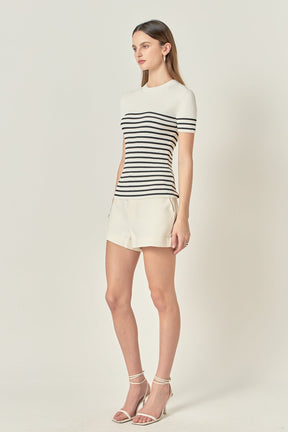 ENGLISH FACTORY - Stripe Fitted Knit Top - TOPS available at Objectrare