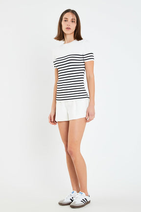 ENGLISH FACTORY - English Factory - Stripe Fitted Knit Top - TOPS available at Objectrare