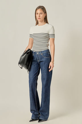 ENGLISH FACTORY - Stripe Fitted Knit Top - TOPS available at Objectrare