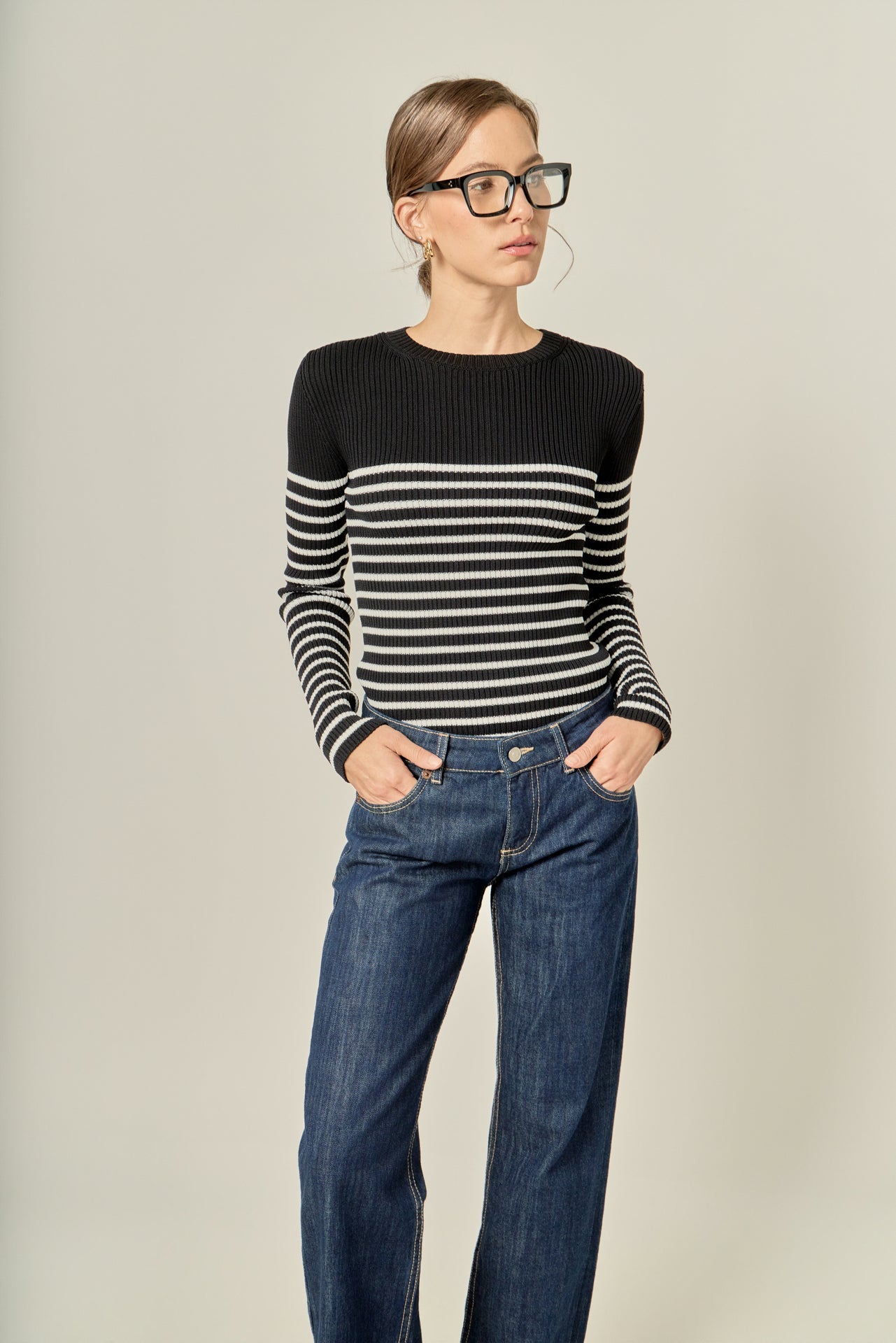 ENGLISH FACTORY - Stripe Long Sleeve Knit Top - SWEATERS & KNITS available at Objectrare
