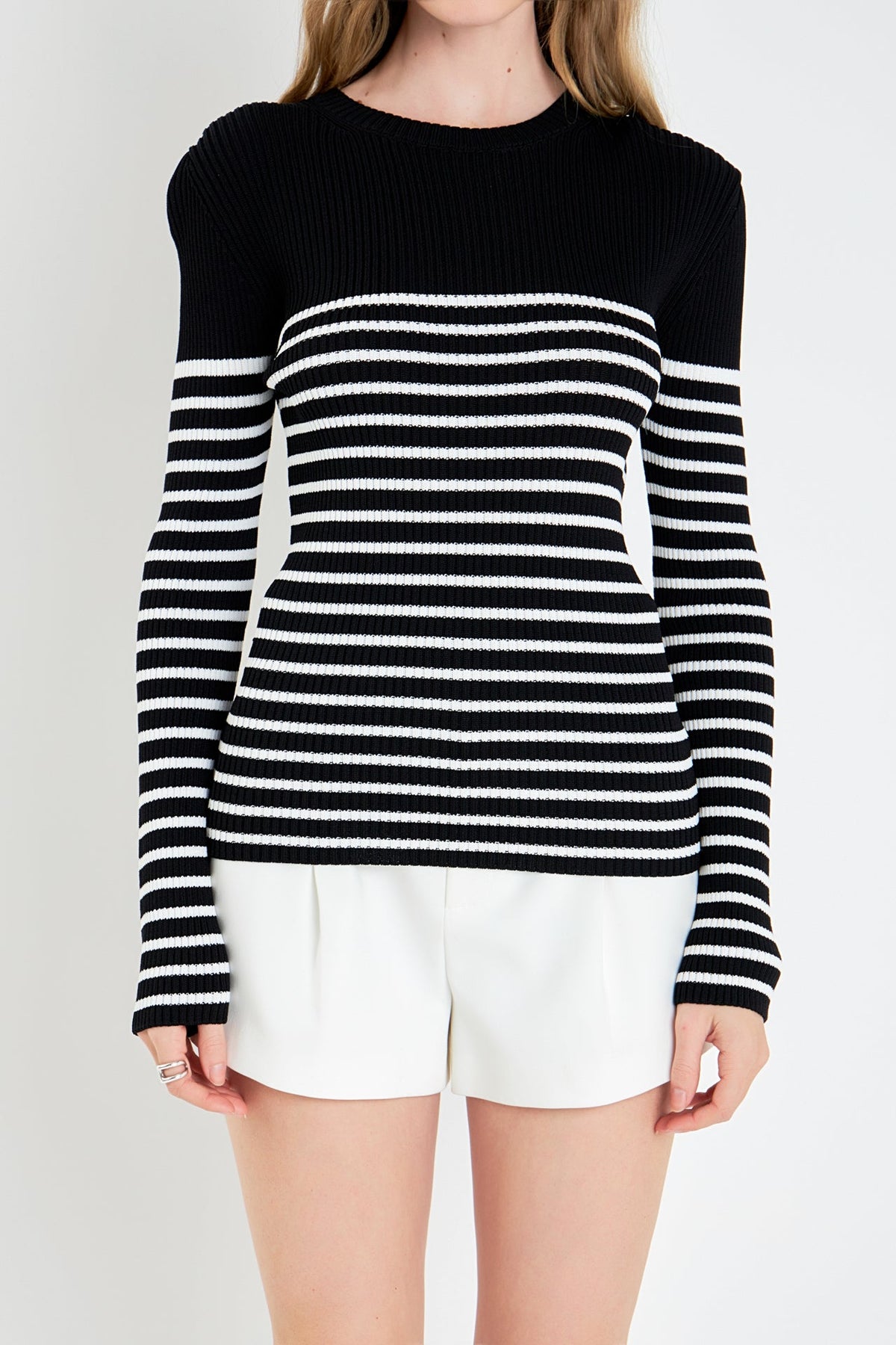 ENGLISH FACTORY - English Factory - Stripe Long Sleeve Knit Top - SWEATERS & KNITS available at Objectrare