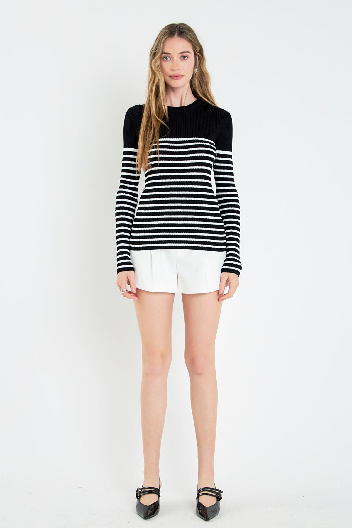 ENGLISH FACTORY - English Factory - Stripe Long Sleeve Knit Top - SWEATERS & KNITS available at Objectrare