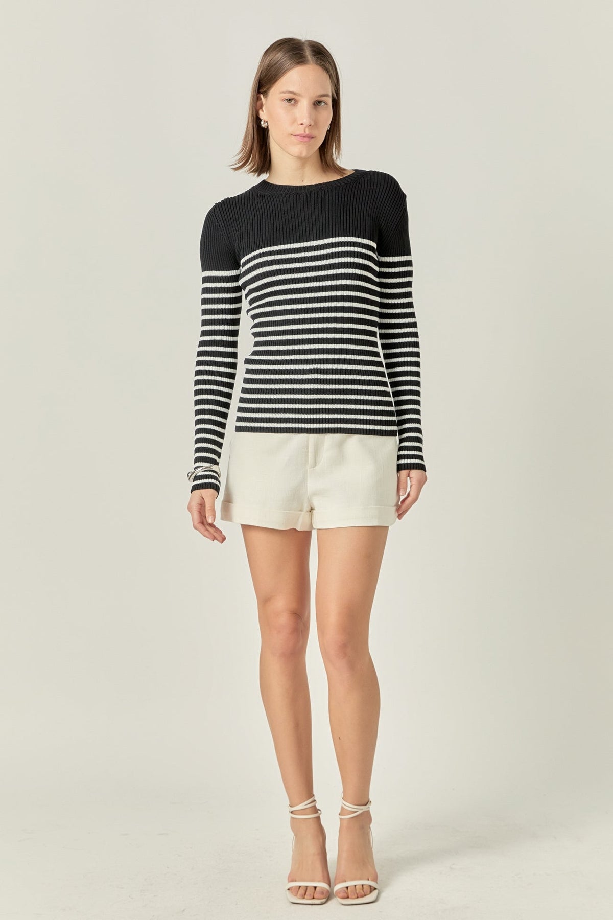 ENGLISH FACTORY - Stripe Long Sleeve Knit Top - SWEATERS & KNITS available at Objectrare