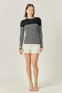 ENGLISH FACTORY - Stripe Long Sleeve Knit Top - SWEATERS & KNITS available at Objectrare