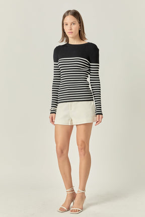 ENGLISH FACTORY - Stripe Long Sleeve Knit Top - SWEATERS & KNITS available at Objectrare