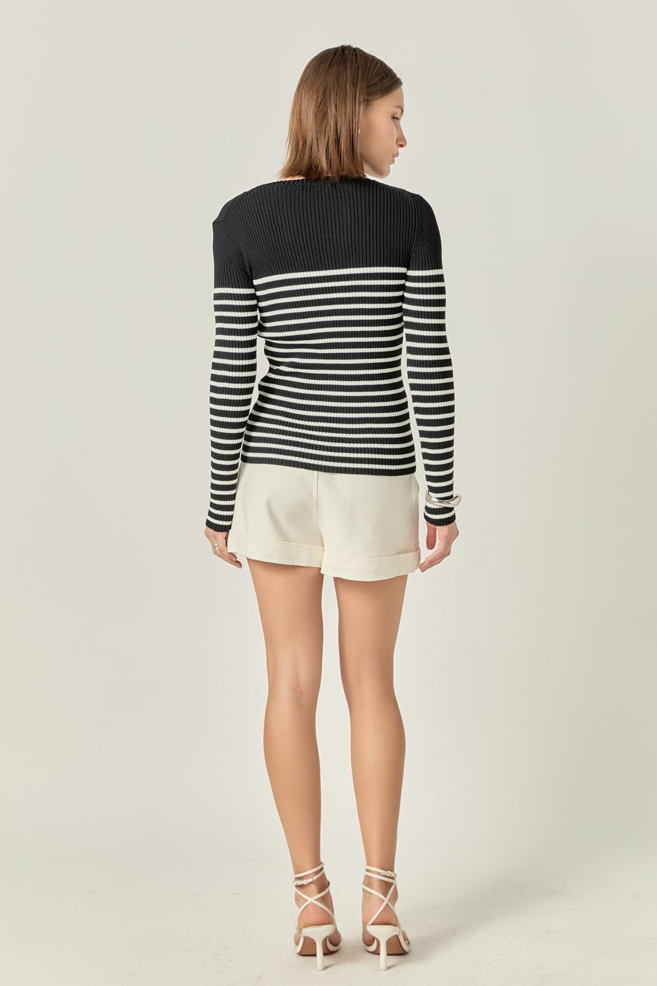 ENGLISH FACTORY - Stripe Long Sleeve Knit Top - SWEATERS & KNITS available at Objectrare