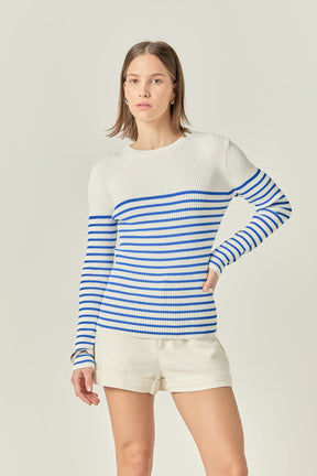 ENGLISH FACTORY - Stripe Long Sleeve Knit Top - SWEATERS & KNITS available at Objectrare