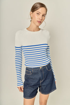 ENGLISH FACTORY - Stripe Long Sleeve Knit Top - SWEATERS & KNITS available at Objectrare
