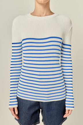 ENGLISH FACTORY - Stripe Long Sleeve Knit Top - TOPS available at Objectrare