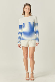 ENGLISH FACTORY - Stripe Long Sleeve Knit Top - SWEATERS & KNITS available at Objectrare