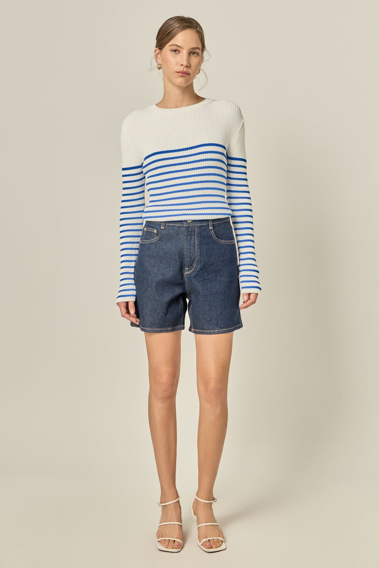 ENGLISH FACTORY - Stripe Long Sleeve Knit Top - TOPS available at Objectrare