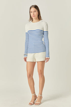 ENGLISH FACTORY - Stripe Long Sleeve Knit Top - SWEATERS & KNITS available at Objectrare