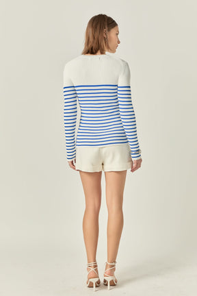 ENGLISH FACTORY - Stripe Long Sleeve Knit Top - SWEATERS & KNITS available at Objectrare