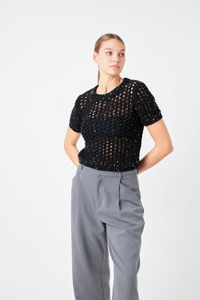 ENDLESS ROSE - Sequins Knit Top - TOPS available at Objectrare