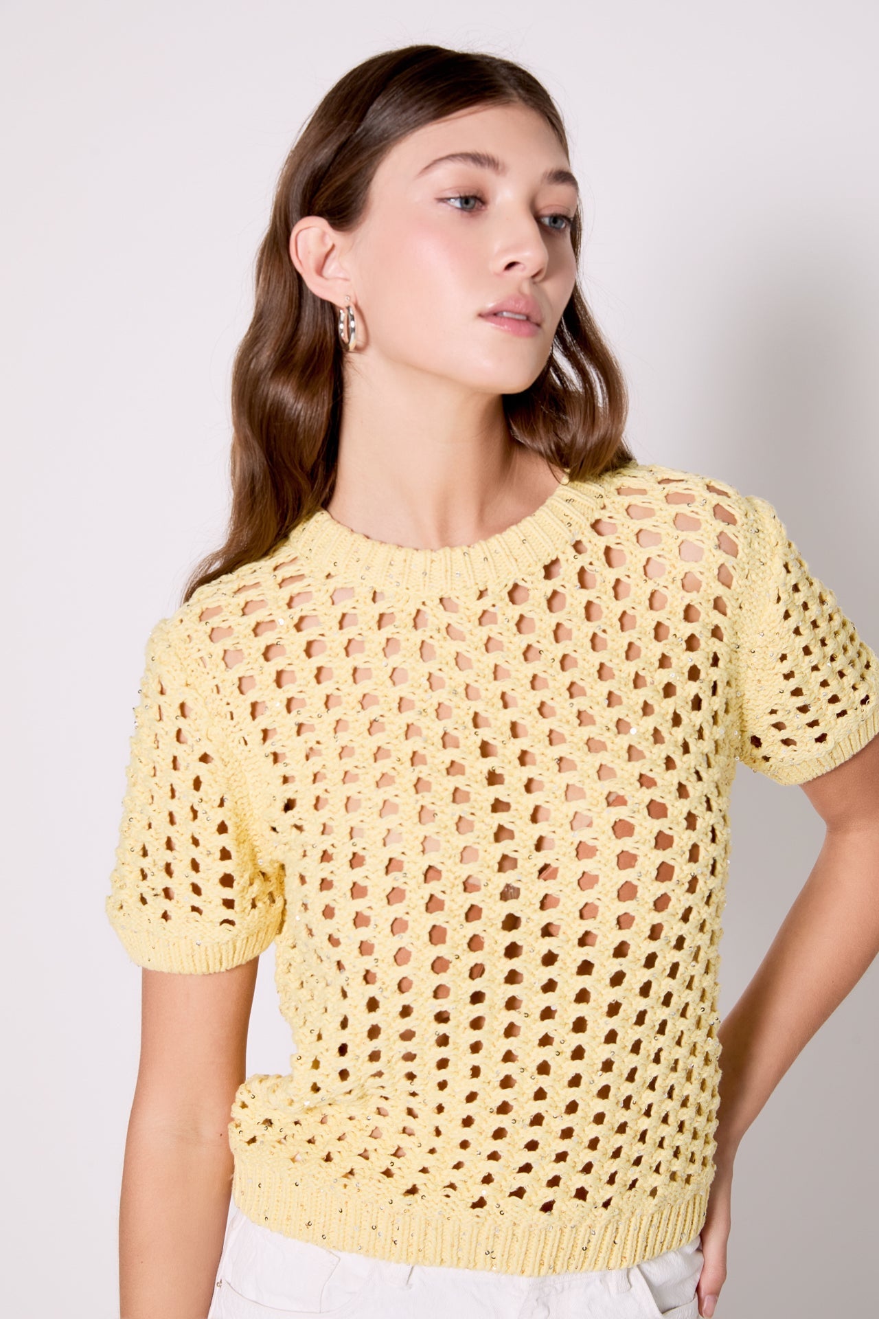 ENDLESS ROSE - Sequins Knit Top - TOPS available at Objectrare