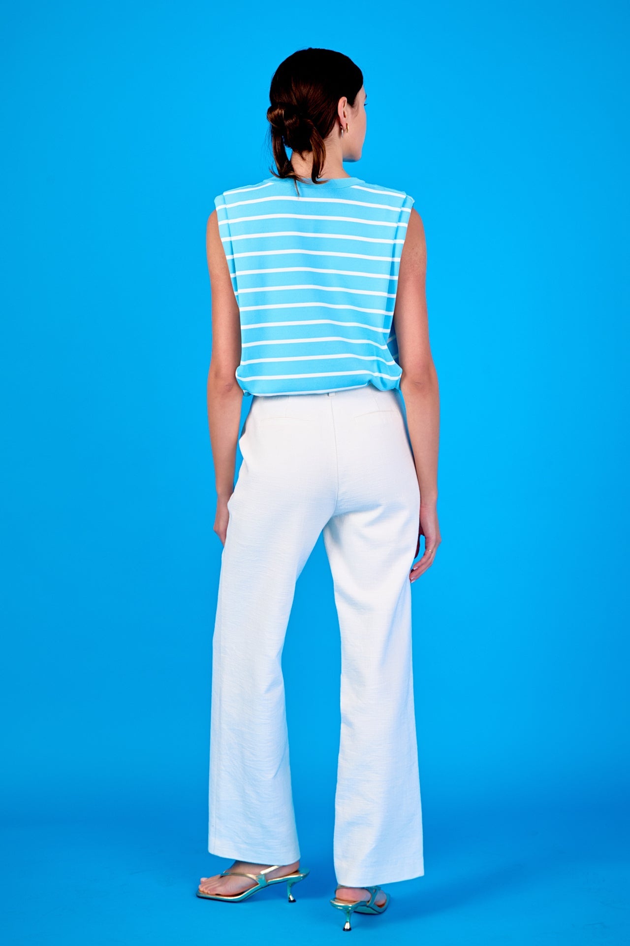 ENDLESS ROSE - Stripe Sleeveless Pleated Knit Top - TOPS available at Objectrare
