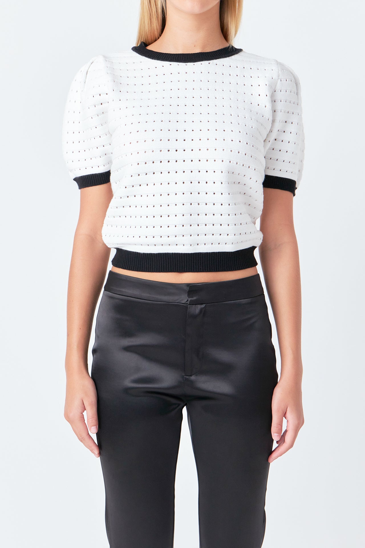 Contrast Short Sleeve Knit Top