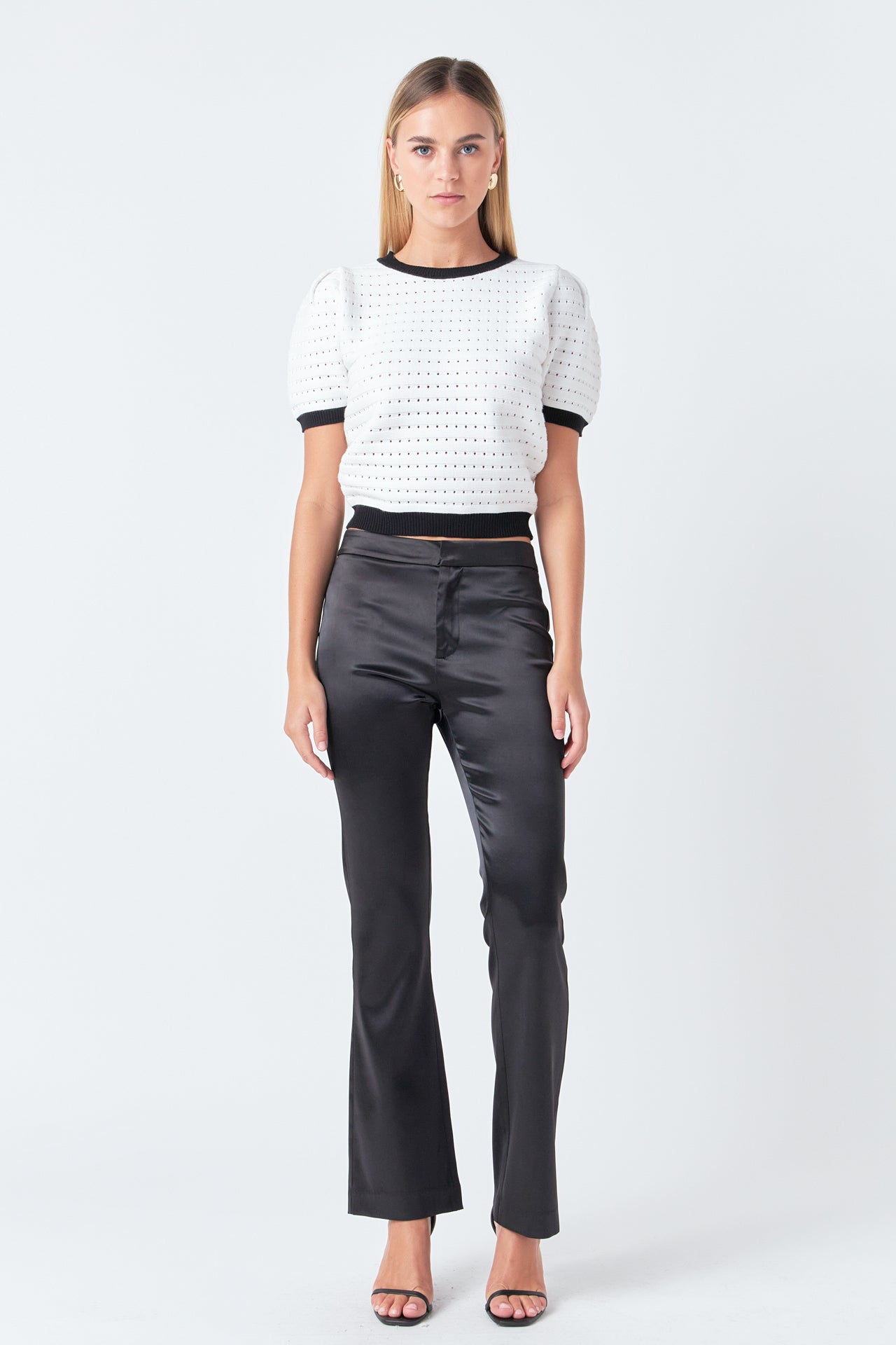 Contrast Short Sleeve Knit Top