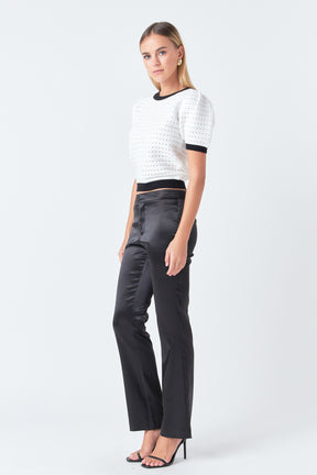 Contrast Short Sleeve Knit Top