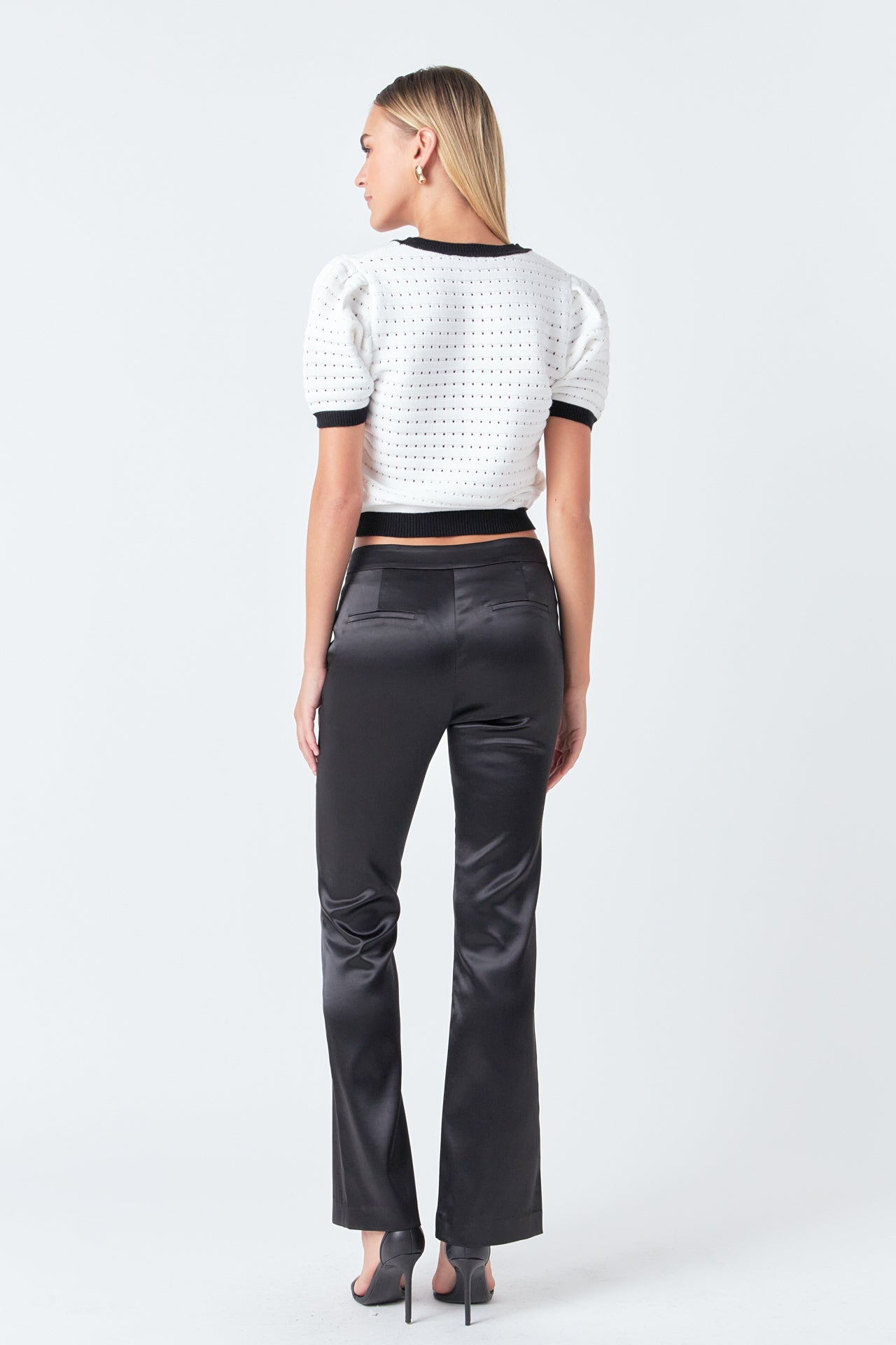 Contrast Short Sleeve Knit Top