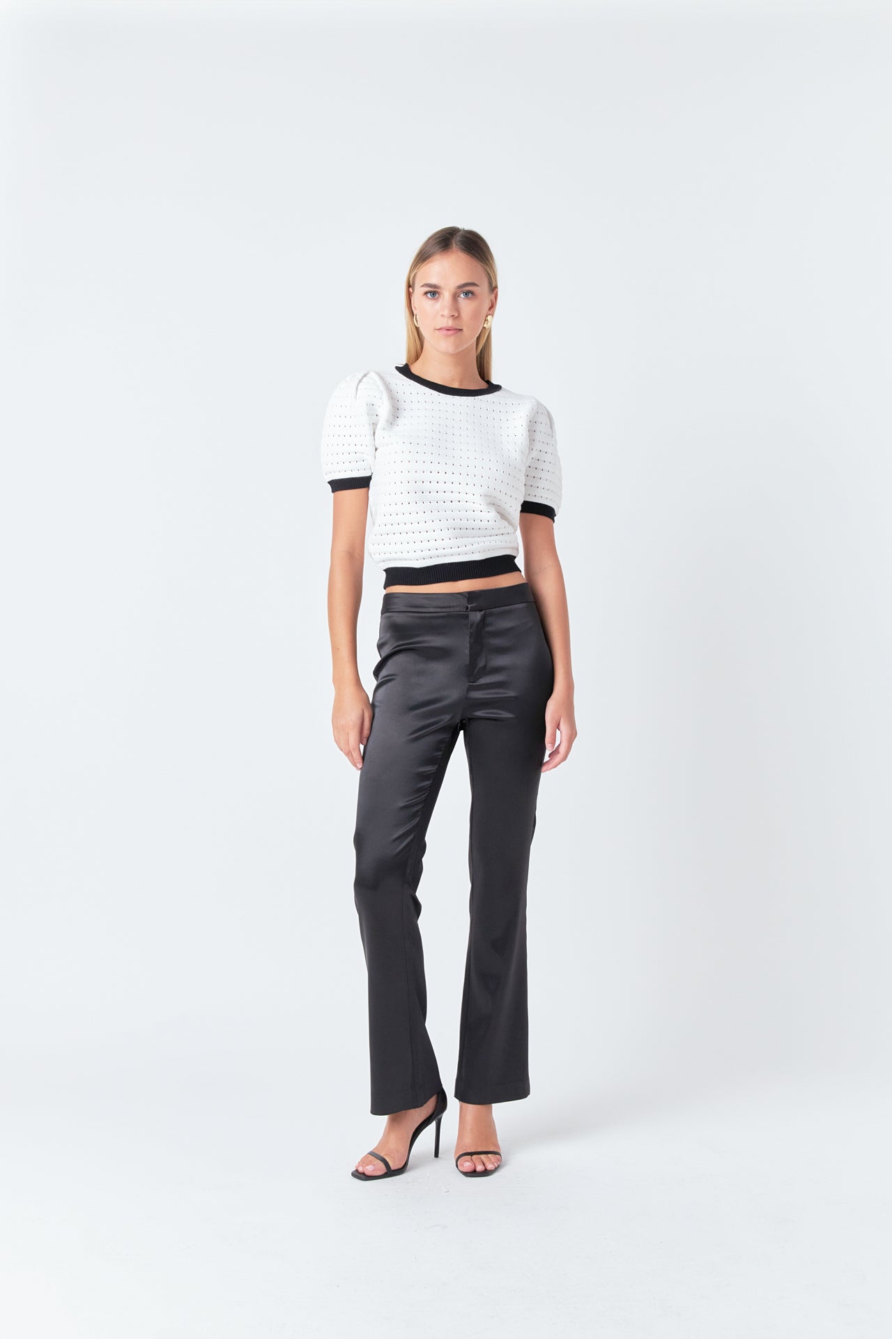 Contrast Short Sleeve Knit Top